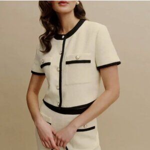 ✨ SALE✨ *Top Only* Reformation Blair Two Piece Set - Cream/Black Tweed